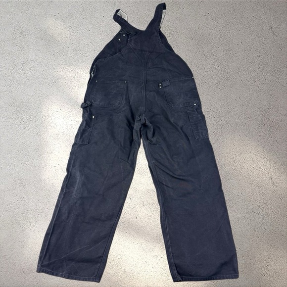 Vintage 90's Carhartt R01 BLK Black Duck Double Knee Bib Overalls Size 42x30 - Picture 3 of 6
